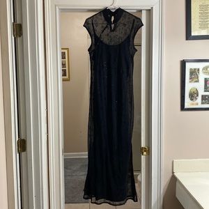 Gorgeous “Asian” style dress with black slip; worn once!